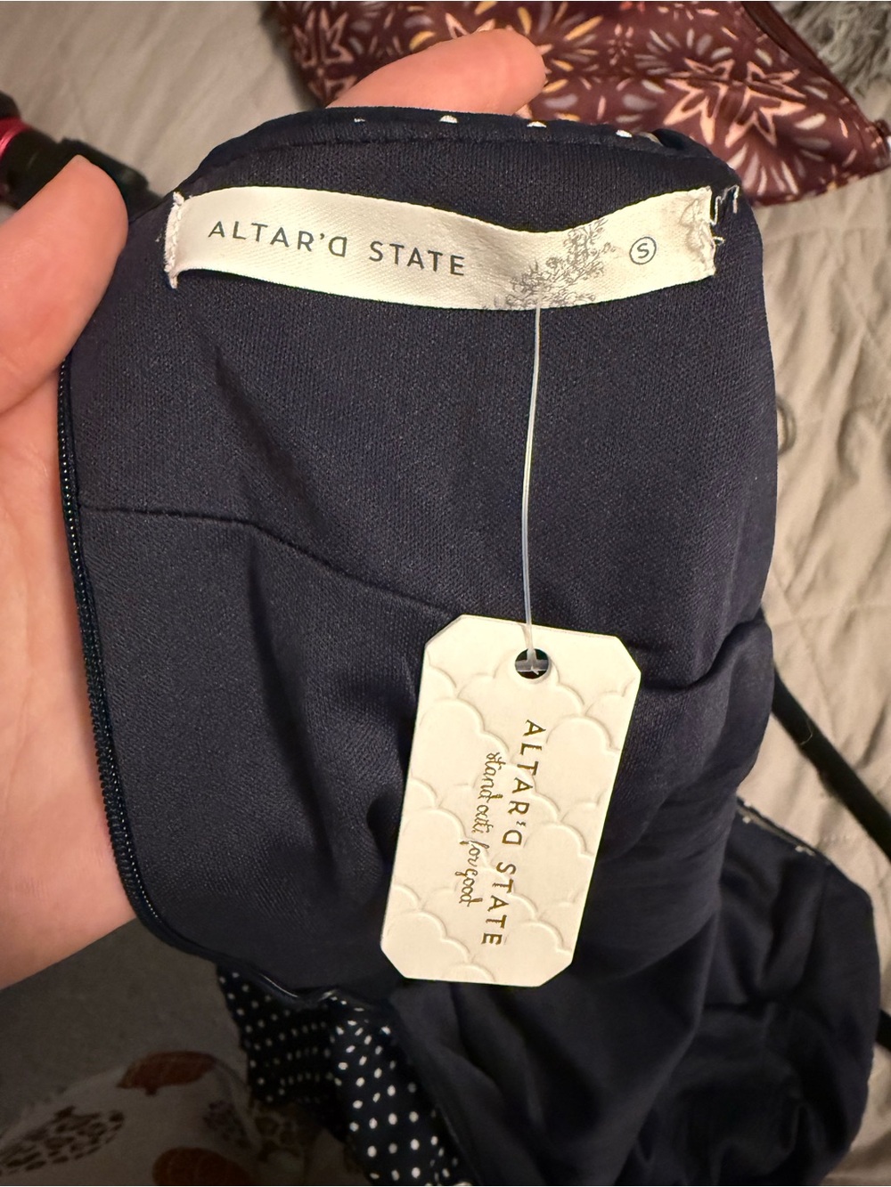Altar’d State Navy Polka dot dress - Picture 3 of 4